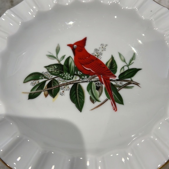 Bavaria Schumann Red Bird Cardinal Ashtray Bowl Arzberg Germany Golden Crown 6” - Picture 2 of 5